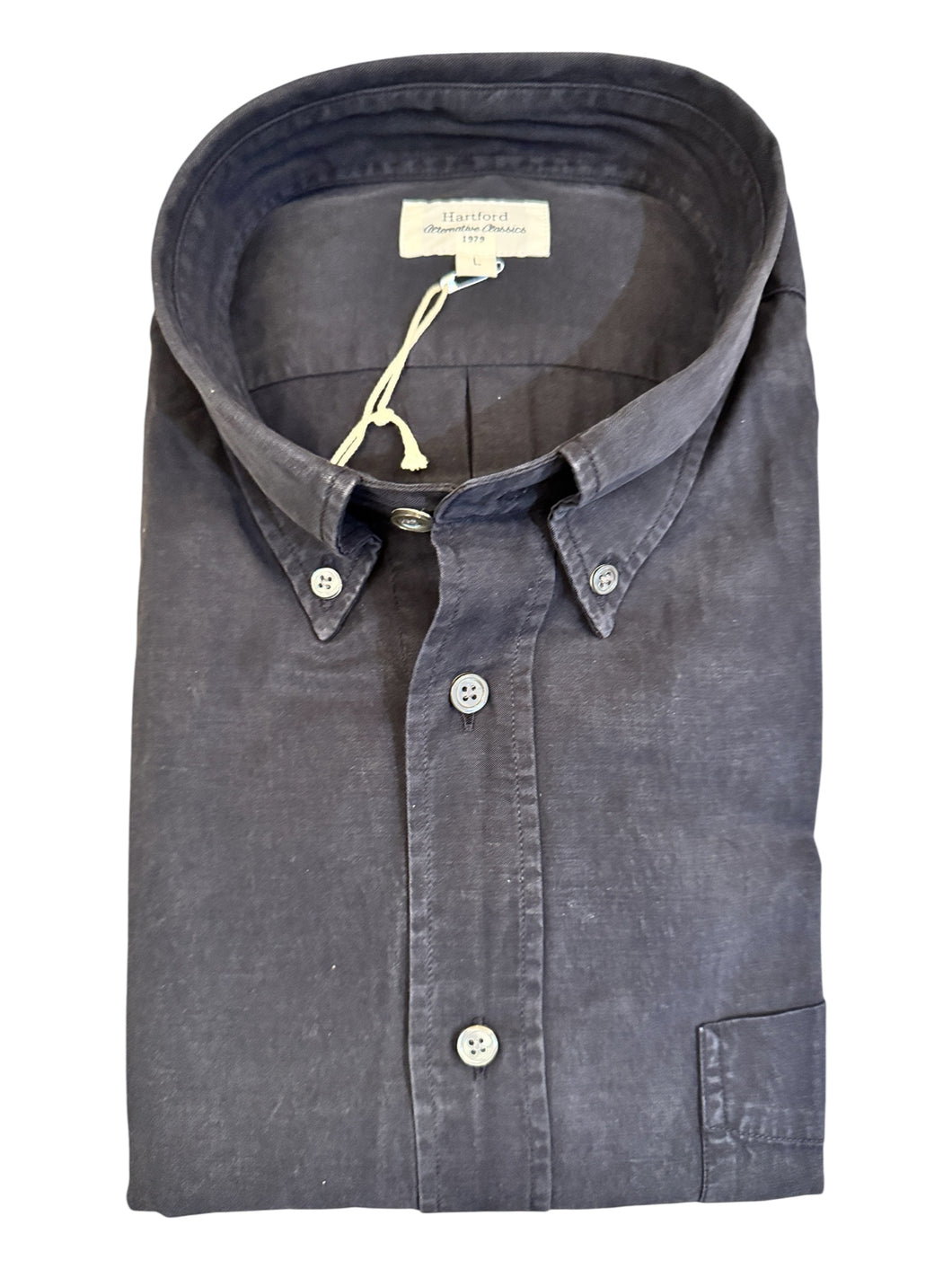 Hartford Washed Tencel/Cotton Shirt - Navy