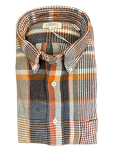 Load image into Gallery viewer, Hartford Cotton Flannel Shirt Orange/Grey Plaid
