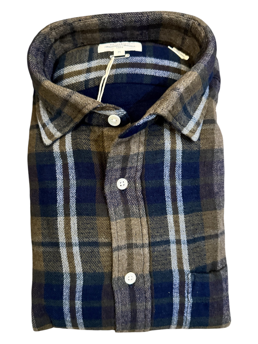 Hartford Cotton Flannel Shirt Army/Navy Plaid