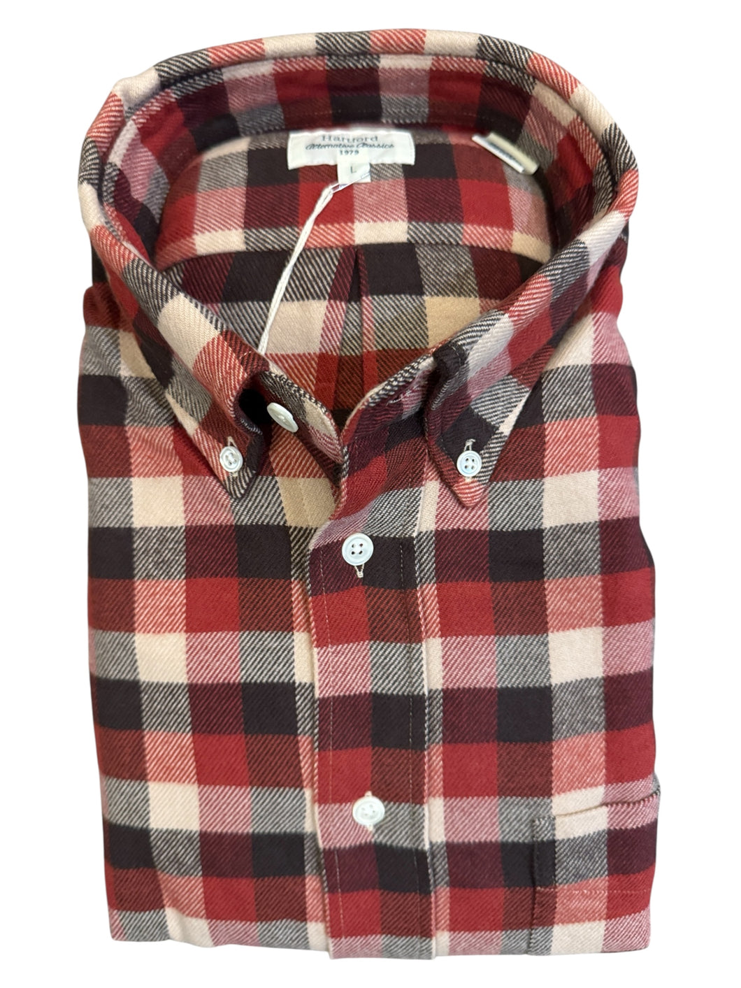 Hartford Brushed Cotton Shirt Red/Black Check