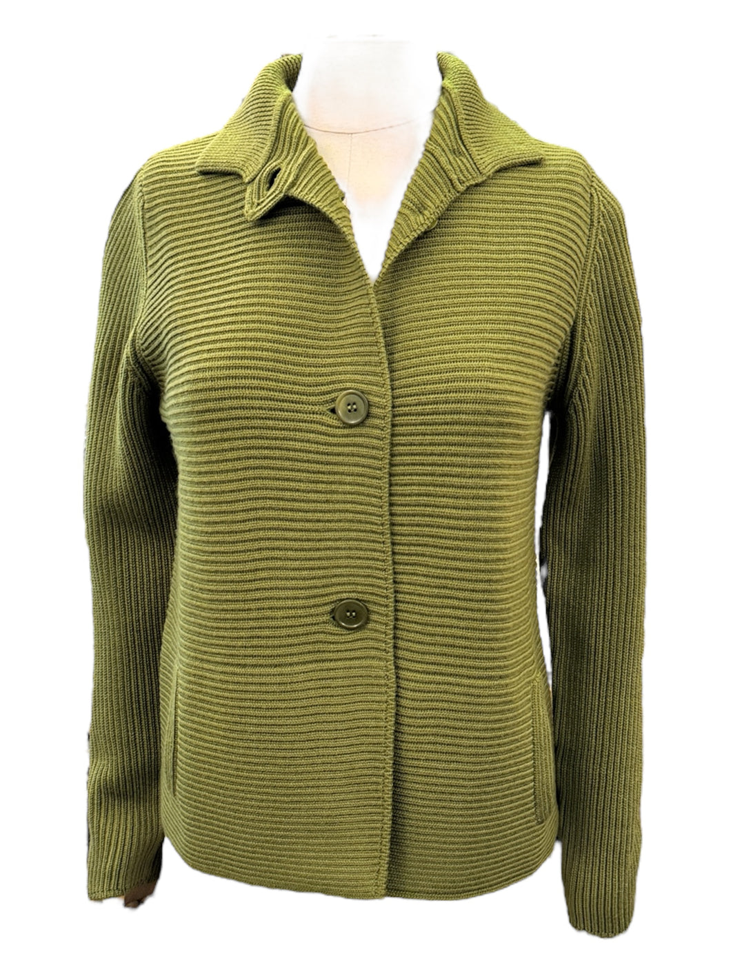 Hubert Gasser Ottoman Stitch Cardigan Jacket - Moss