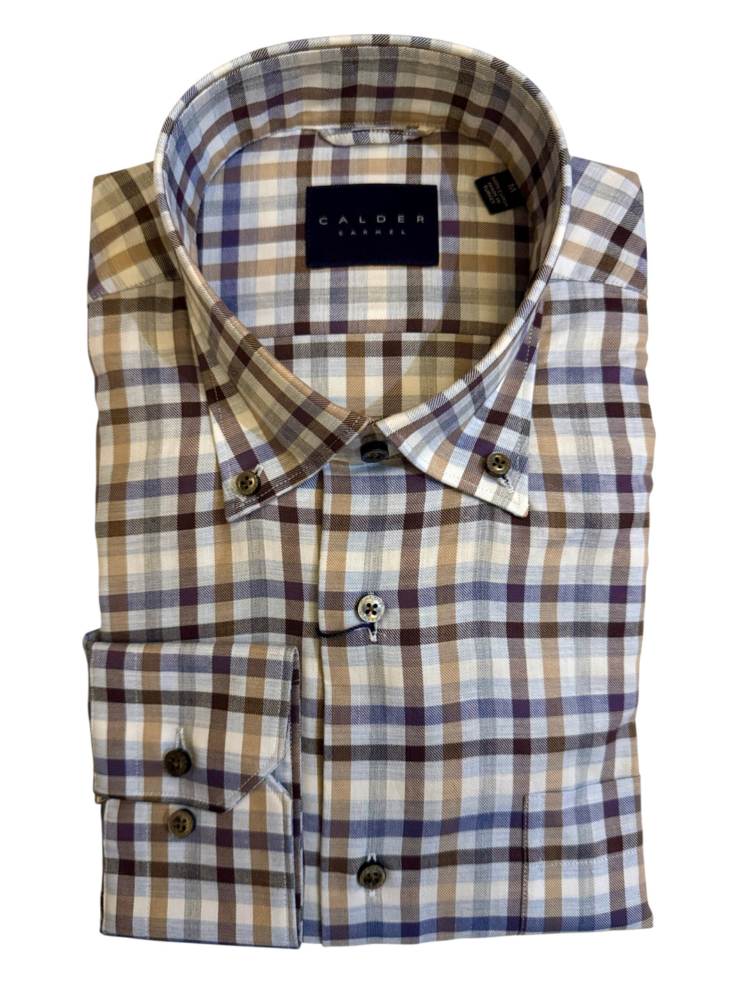 Calder Shirt Luxe Melange Multi Color Gingham Twill Sky