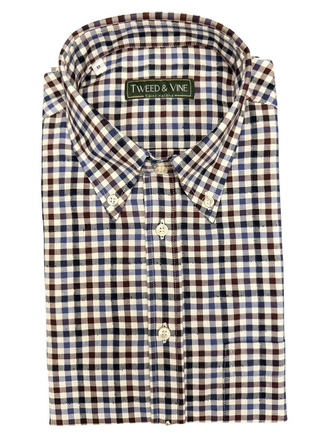 T&V Classic BD Shirt Blue/Burg/Navy Cotton Check