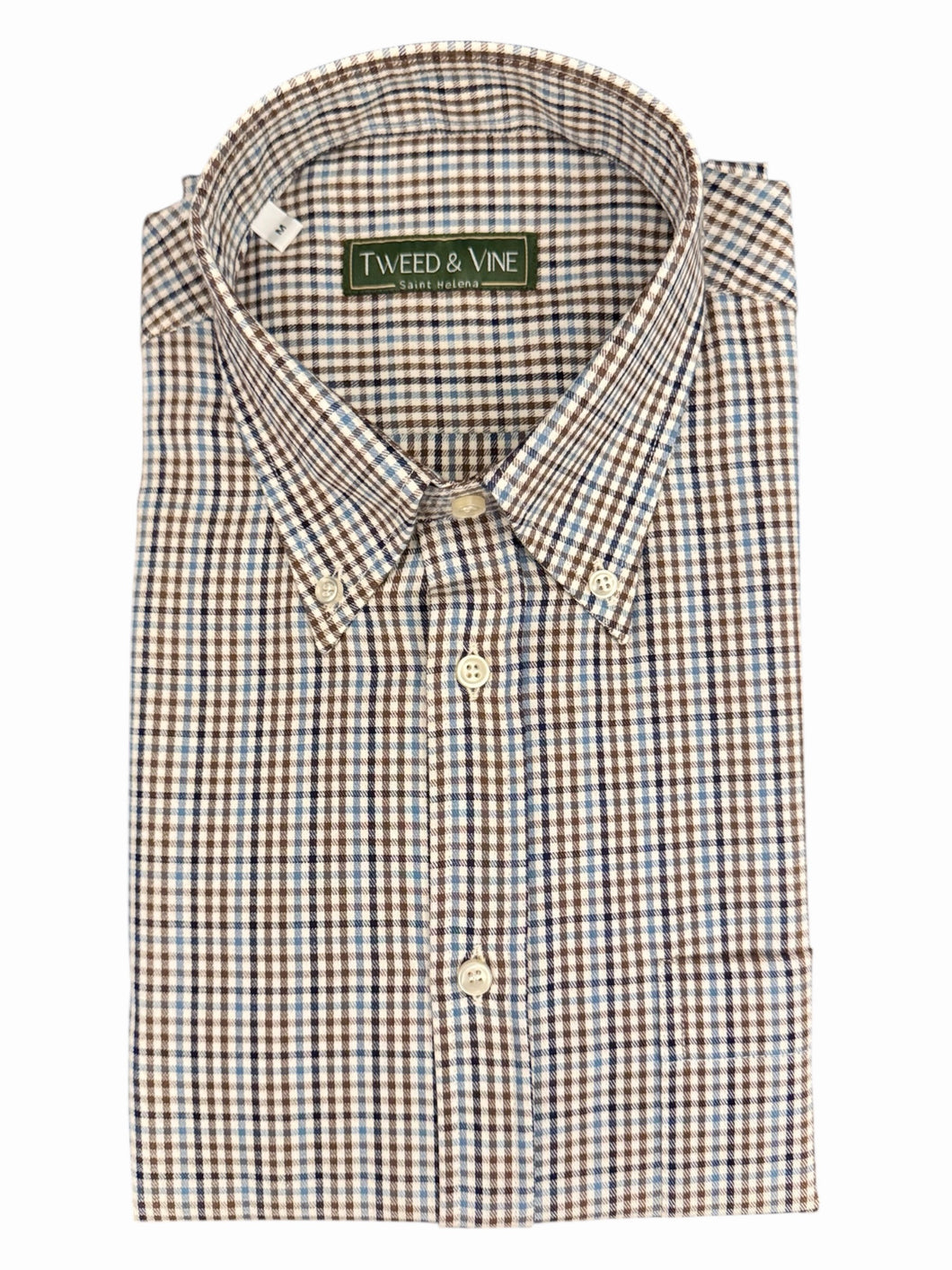 T&V Classic BD Shirt Blue/Brown Cotton Check