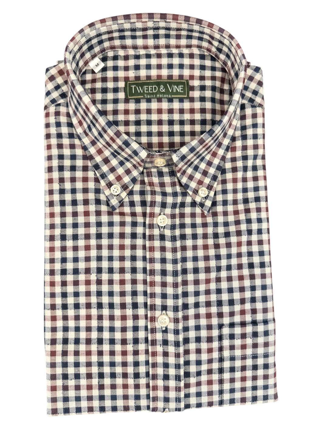 T&V Classic BD Shirt Burg/Navy Cotton Check