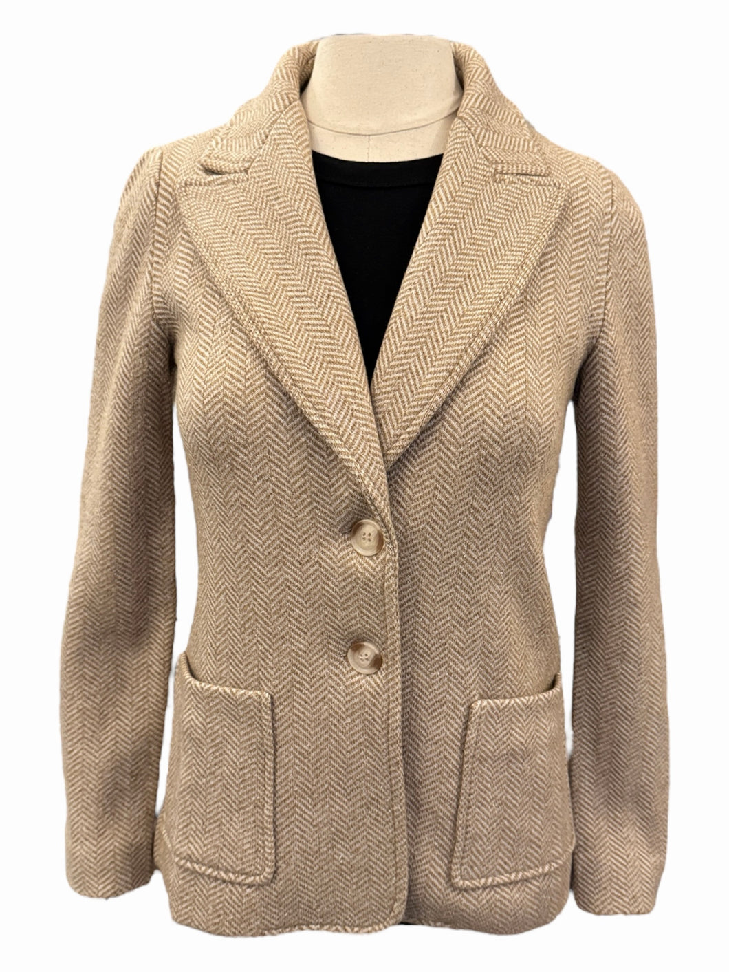 Amina Rubinacci Toledo Sweater Jacket Caramel Herringbone