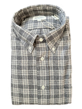 Load image into Gallery viewer, Hartford Cotton Flannel Shirt Grey/Ivory Plaid
