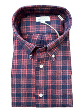 Load image into Gallery viewer, Hartford Cotton Flannel Shirt Navy/Red Plaid
