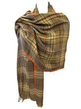 Load image into Gallery viewer, Hartford Long Rectangular Woven Wool Scarf Green/Orange
