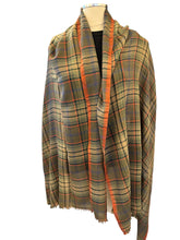 Load image into Gallery viewer, Hartford Long Rectangular Woven Wool Scarf Green/Orange
