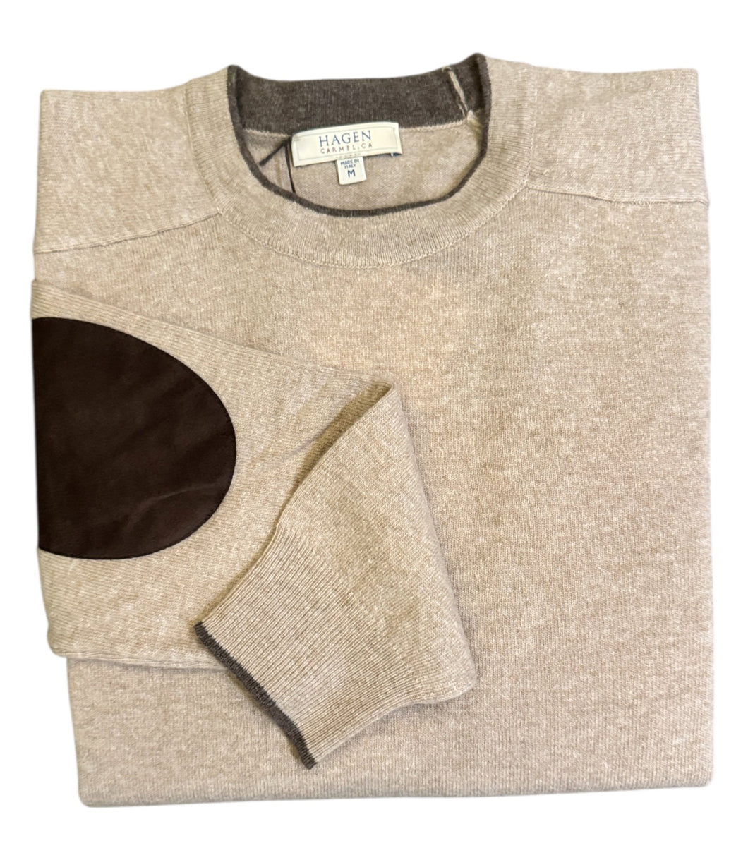 Hagen Merino Wool and Cashmere Crewneck Sweater Beige