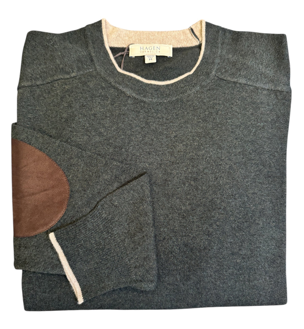 Hagen Merino Wool and Cashmere Crewneck Sweater Forest