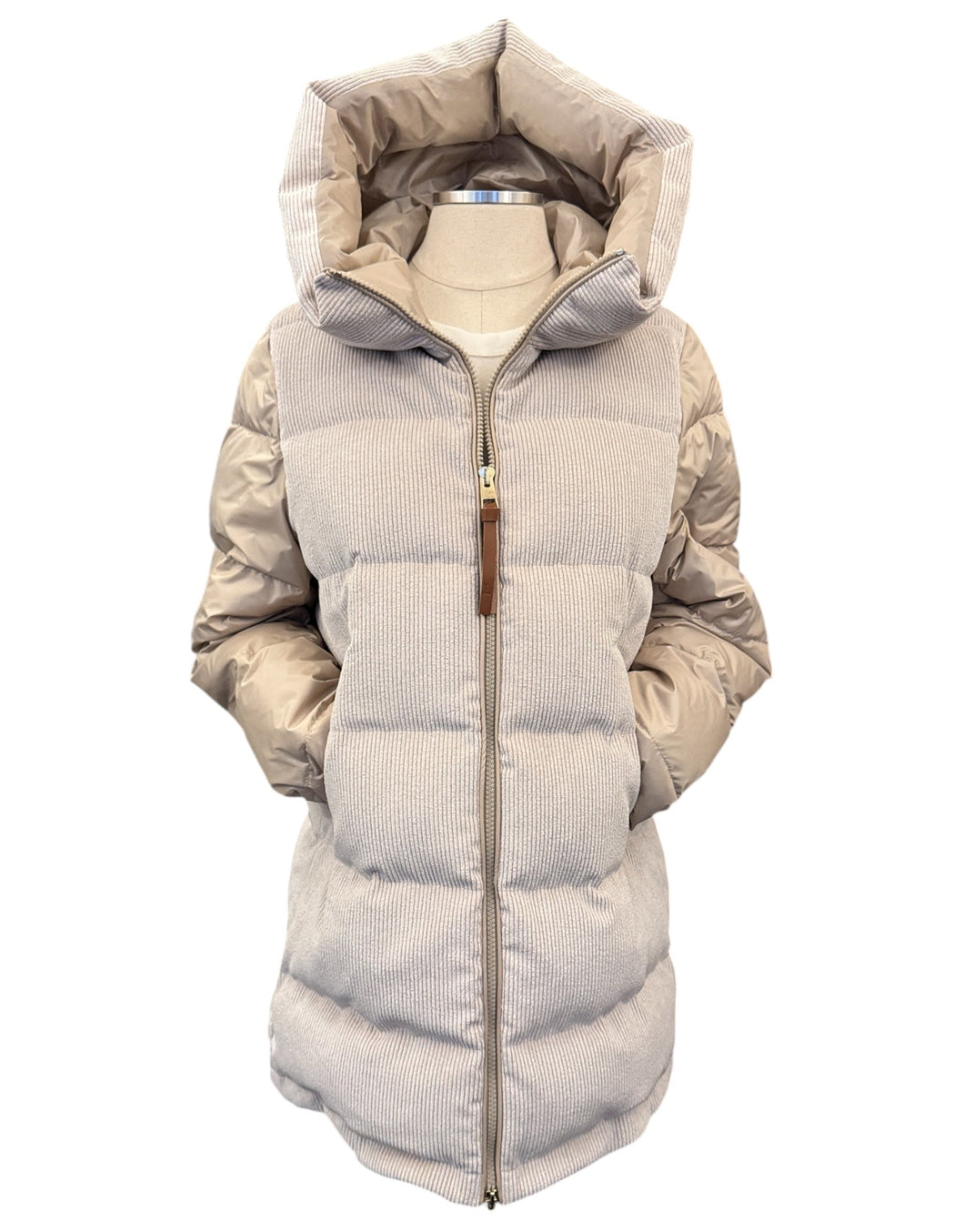 Landi Real Down Parka in Ivory Corduroy