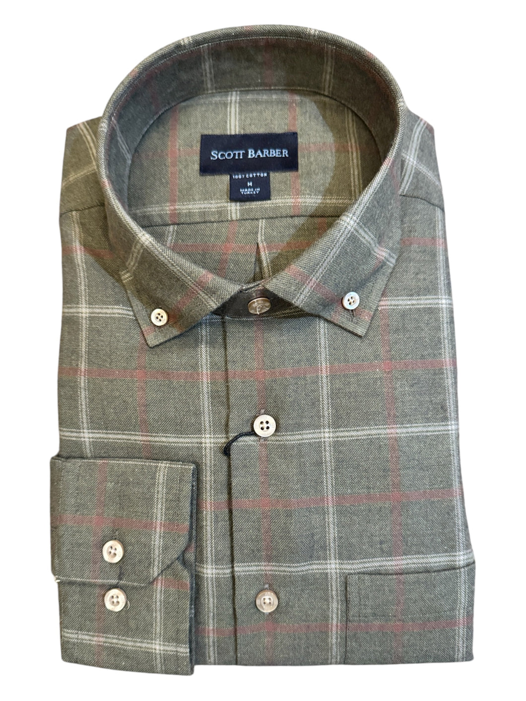 Scott Barber Essex Flannel Plaid Pine Heather