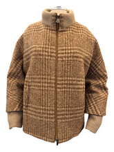 Load image into Gallery viewer, Cinzia Rocca Wool Blend Coat with Ribbed Collar Rust Plaid
