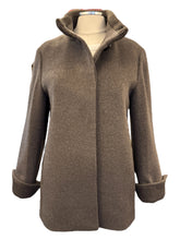 Load image into Gallery viewer, Cinzia Rocca Wool Blend Coat with Ribbed Collar Chocolate
