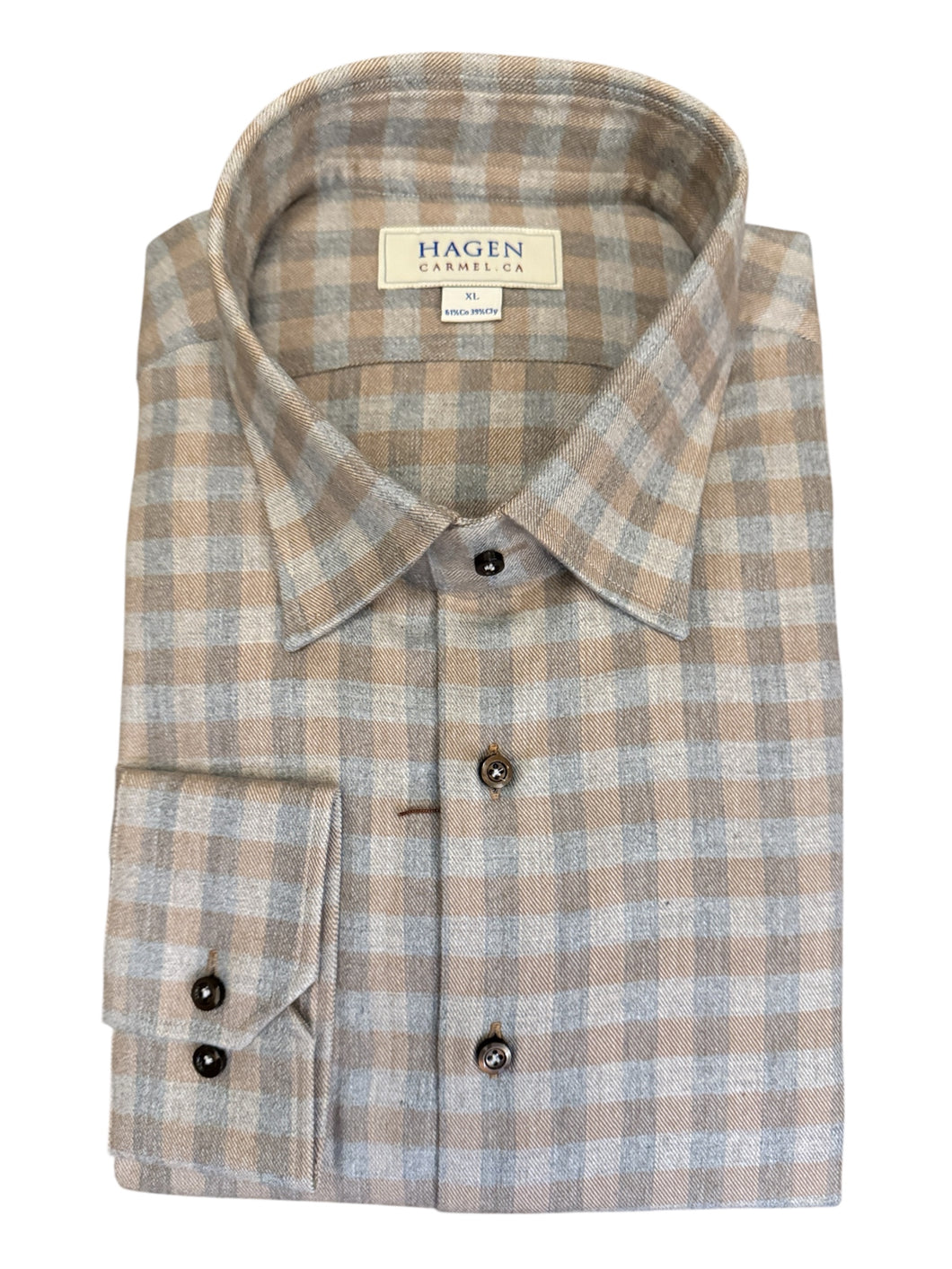 Hagen Shirt Brushed Cotton Gingham Brown/Blue