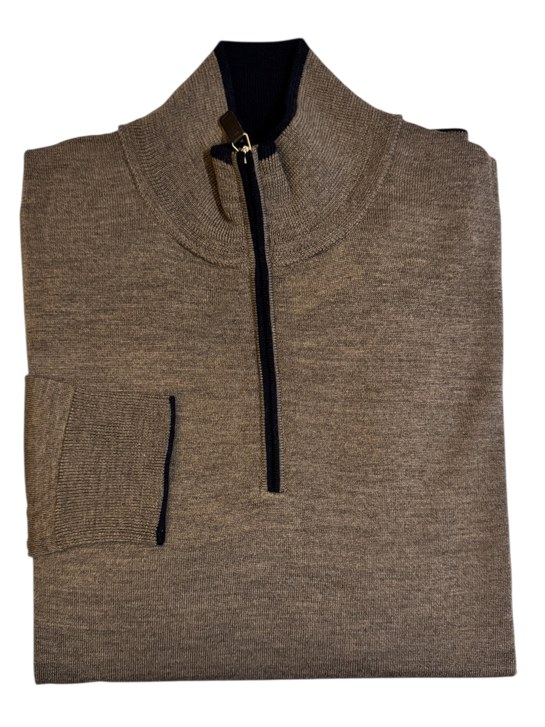 Hagen 1/4 Zip Merino Wool Sweater Taupe