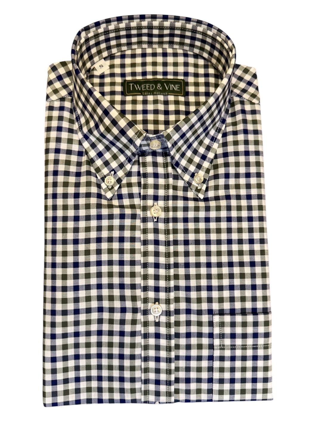 T&V Classic BD Shirt Blue/Green Cotton Check