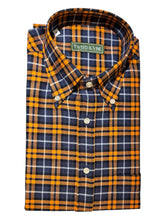 Load image into Gallery viewer, T&amp;V Classic Brushed Cotton Plaid shirt in Orange and Navy
