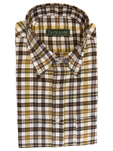 Load image into Gallery viewer, T&amp;V Classic Brushed Cotton Check Shirt in Brown and Tan
