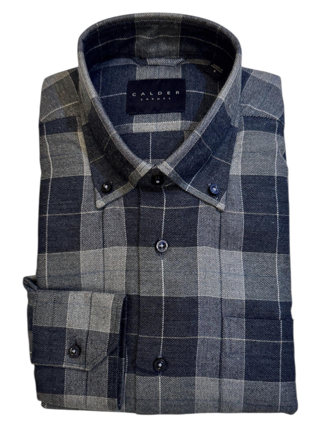 Calder Shirt Luxe Melange Double Brushed Exploded Plaid Navy