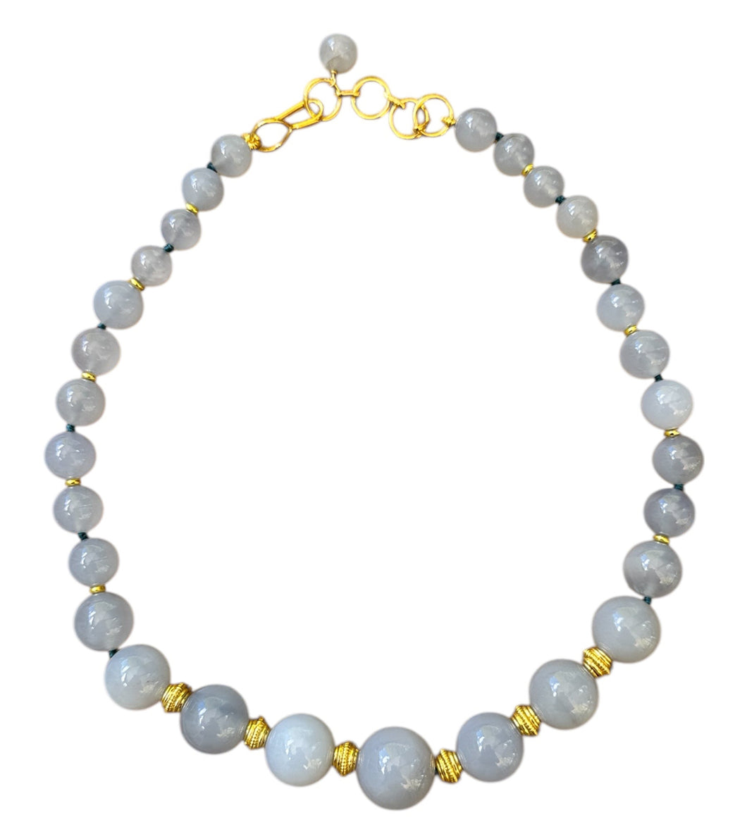 Bounkit Necklace with Graduated Chalcedony Beads