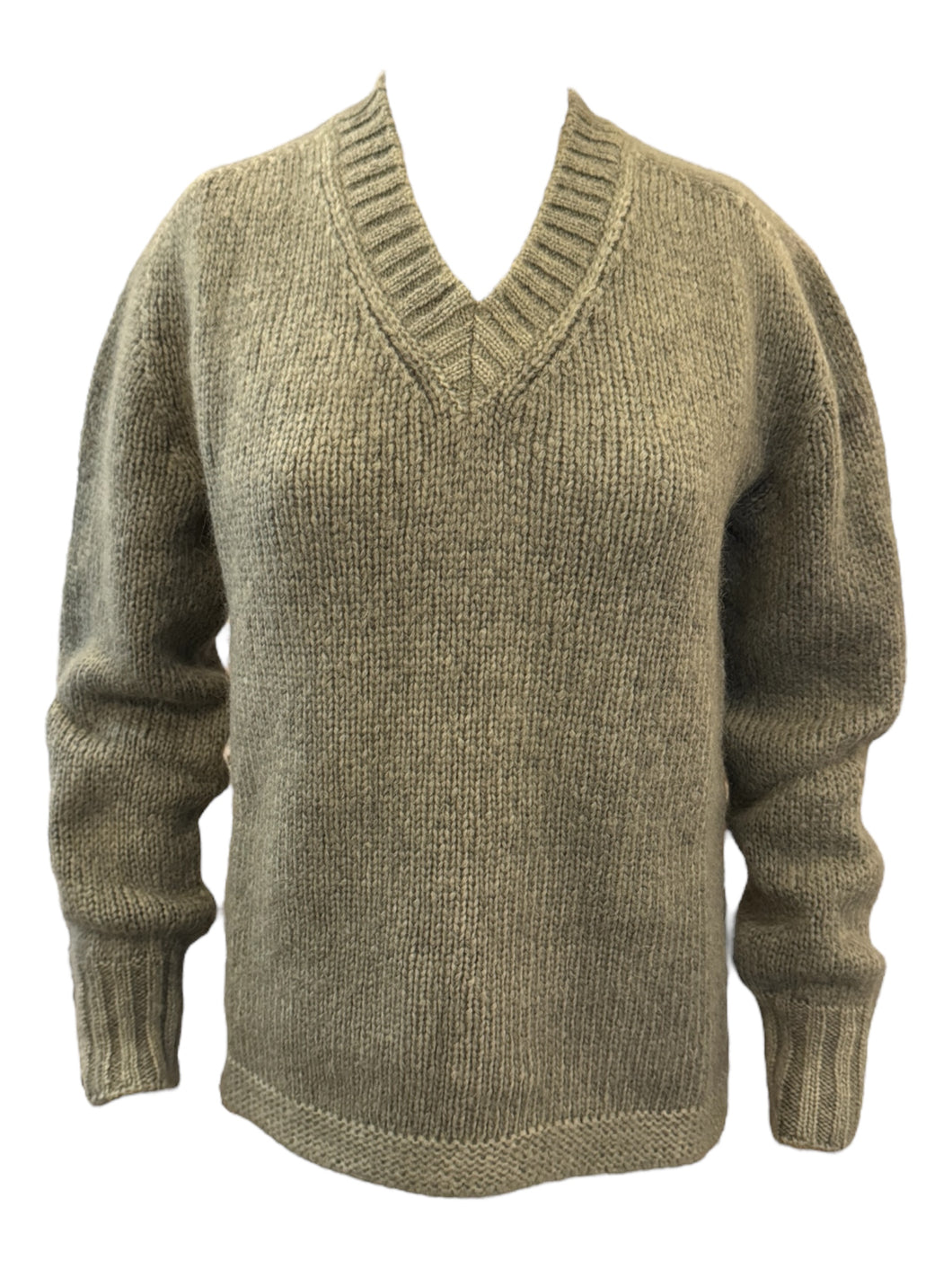 Arovescio Double Dyed Alpaca/Wool V-Neck Sweater Agate Green