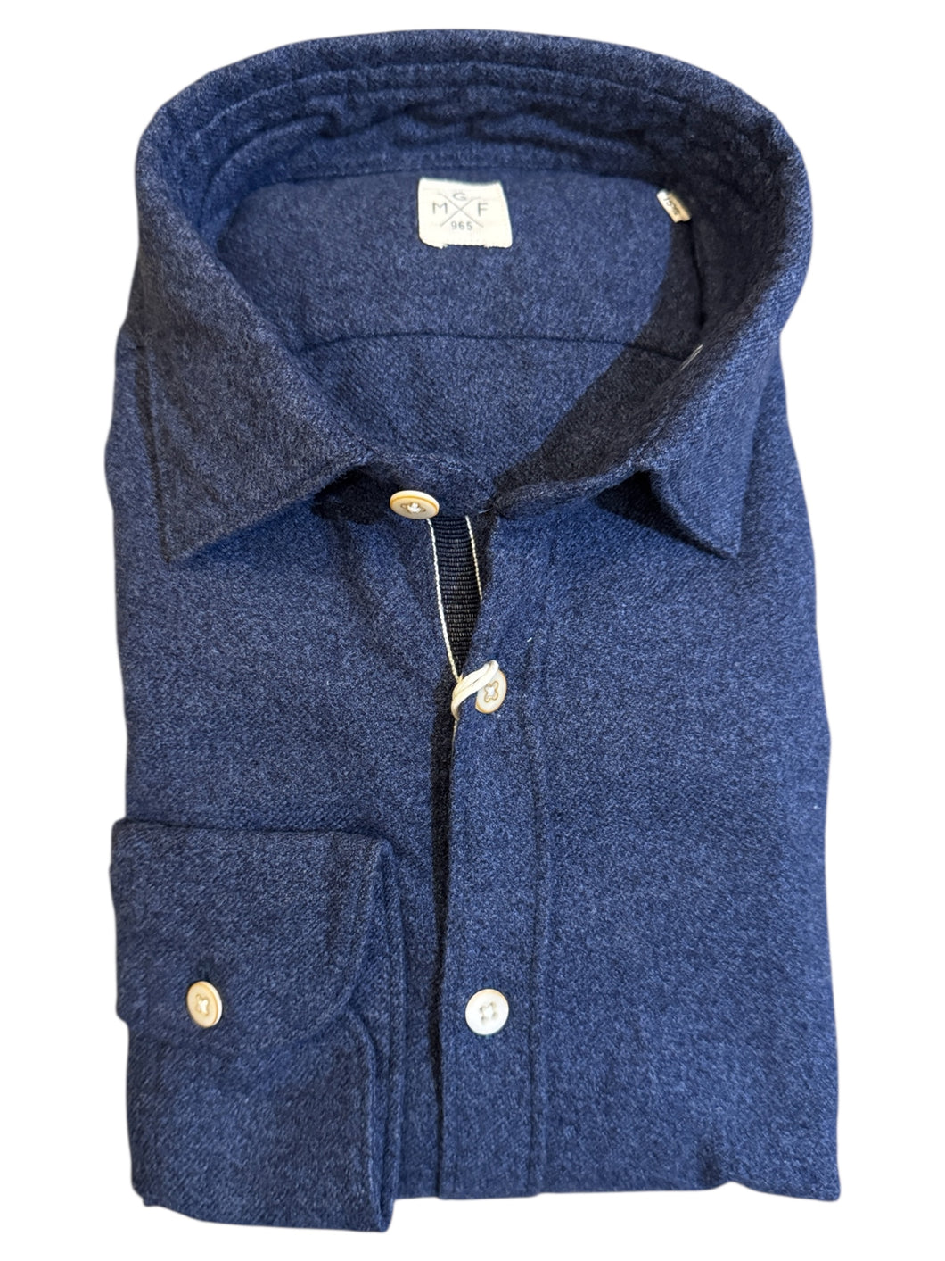 GMF 965 Cotton Flannel Shirt Solid Navy