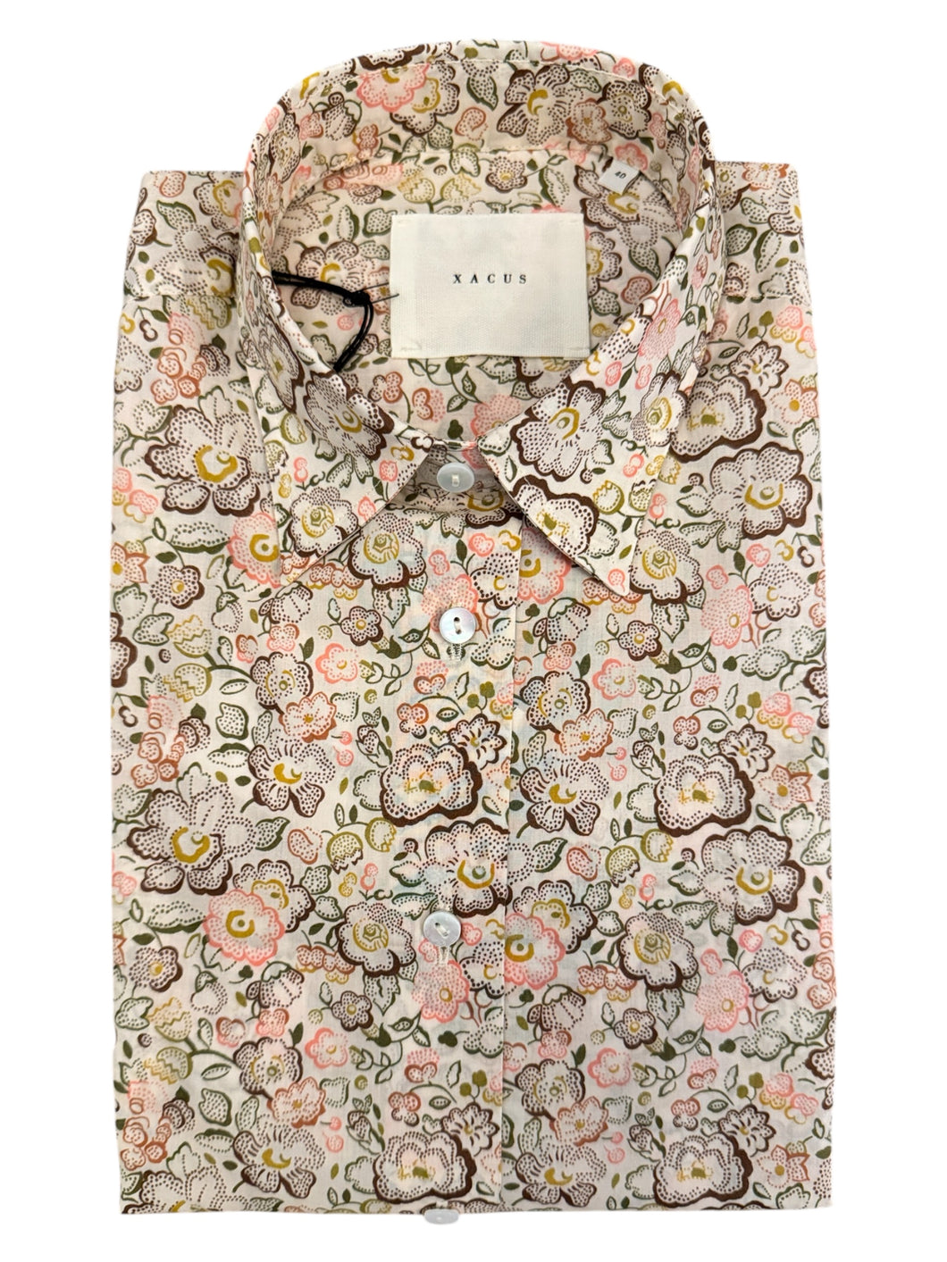 Xacus Women's Shirt - Pink, Green and Taupe Floral
