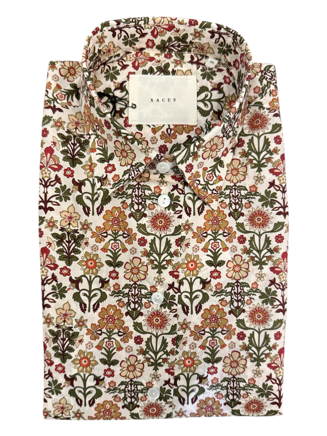 Xacus Women's Shirt - Orange, Olive and Green Floral