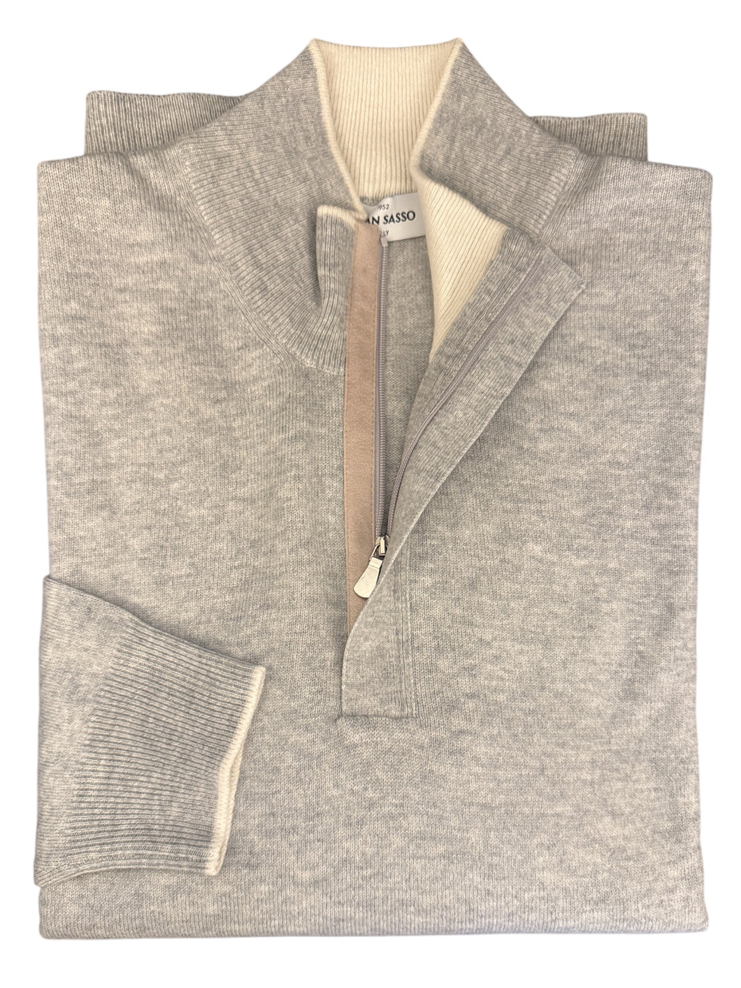 Gran Sasso Covered 1/4 Zip Sweater Light Grey
