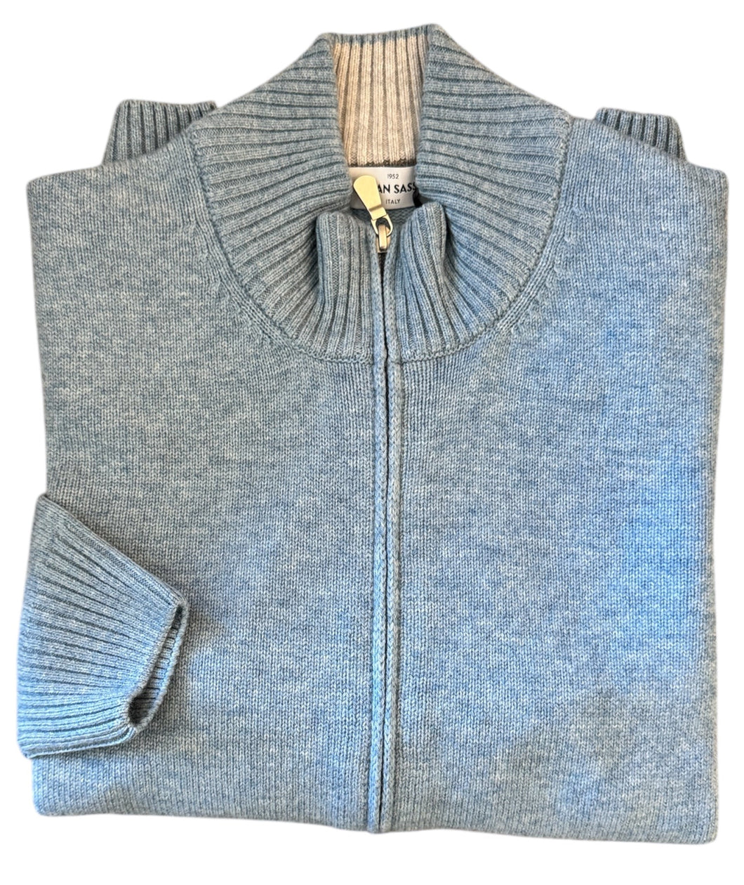 Gran Sasso 1/4 Zip Wool/Cashmere Blend Sweater Sky Blue