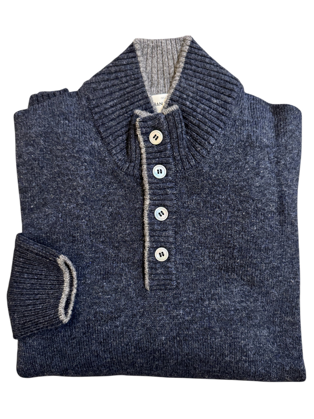 Gran Sasso 4 Button Pullover Denim/Grey