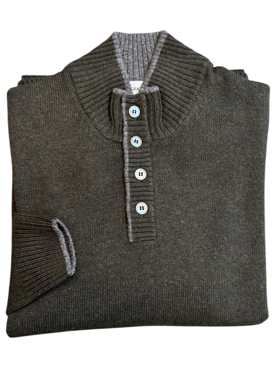 Gran Sasso 4 Button Pullover Green/Grey