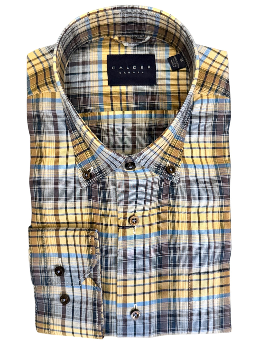 Calder Shirt Luxe Melange Multi Twill Plaid Amber