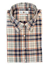 Load image into Gallery viewer, Alan Paine BD Soft Cotton Shirt - Orange/Navy/Taupe Plaid
