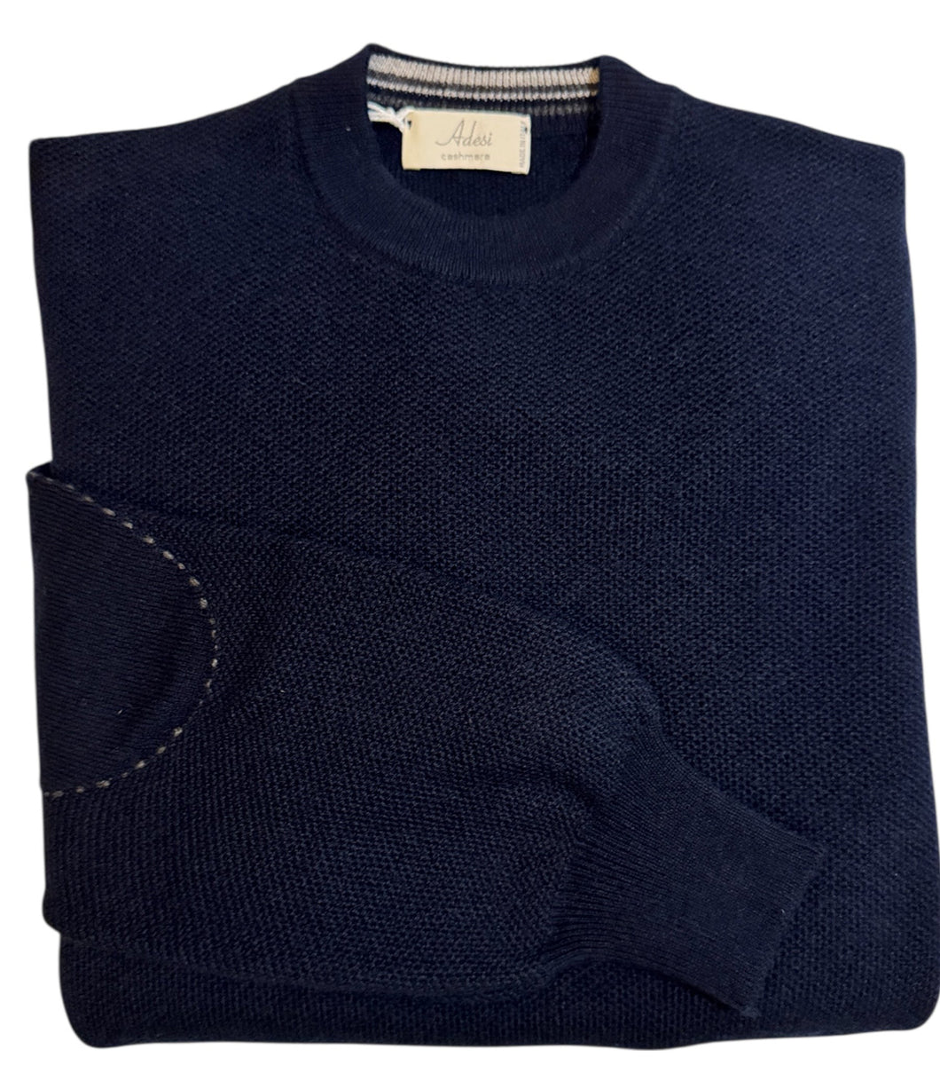 Adesi Cashmere Honeycomb Crewneck Sweater Navy