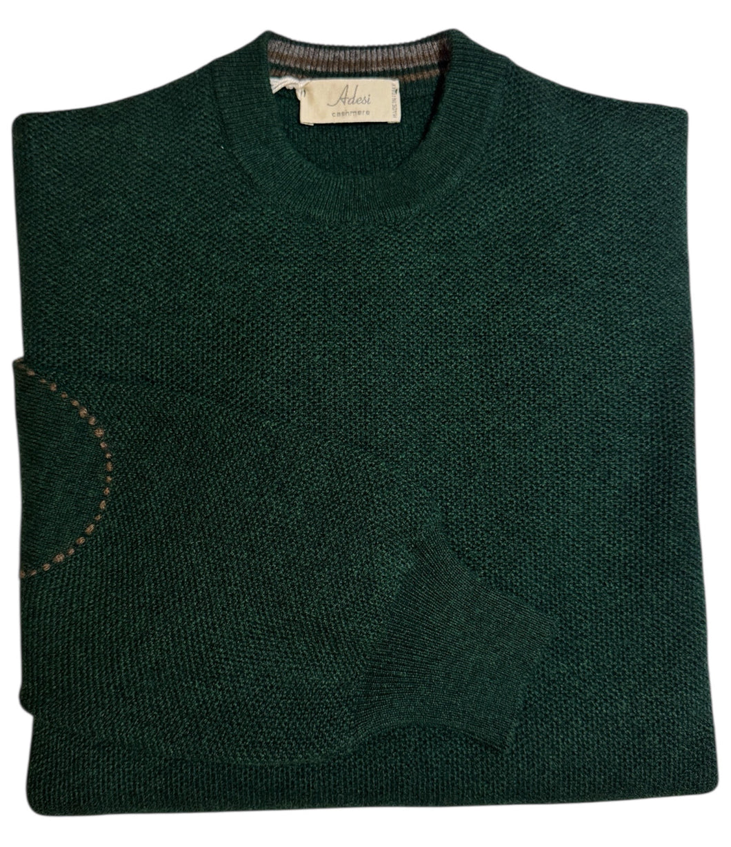 Adesi Cashmere Honeycomb Crewneck Sweater Forest Green