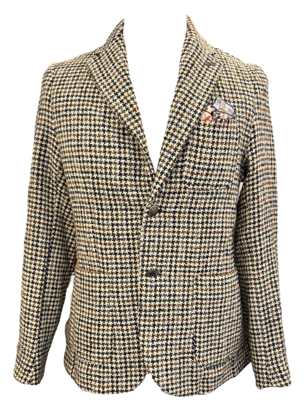 Bob Woven Sport Coat in Black/Brown/Tan Houndstooth