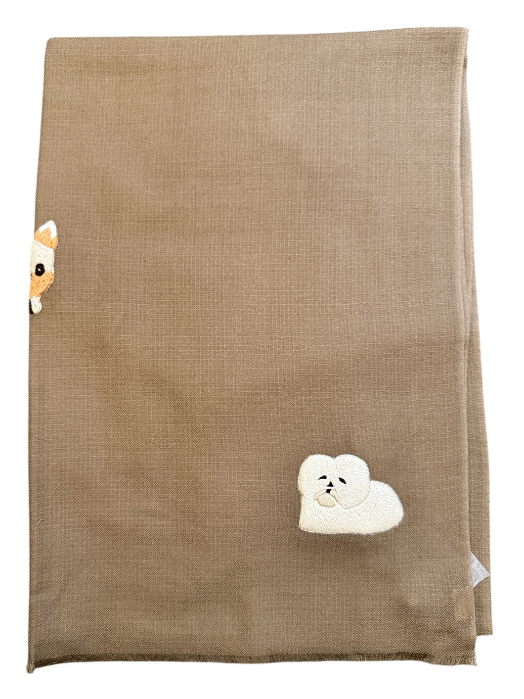 Janavi Merino Wool Shawl w/Embroidered Dogs