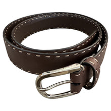 Load image into Gallery viewer, Armeria Meschieri Leather Belt w/Stitch Detail Brown
