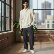 Load image into Gallery viewer, Paul &amp; Shark Lightweight Wool 1/4 zip Sweater w/Suede Trim
