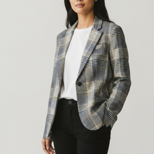 Load image into Gallery viewer, GoodMatch Cotton Stretch Blazer Blue/Brown Plaid
