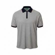 Load image into Gallery viewer, Alan Paine Shaldon SS 1/4 Zip Polo w/Stripes Navy
