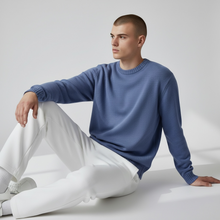 Load image into Gallery viewer, Alan Paine Salterton Cotton Crewneck Sweater Indigo Blue
