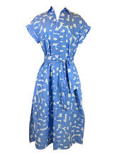 Load image into Gallery viewer, Rosso 35 Cotton Belted Dress Light Blue &amp; White

