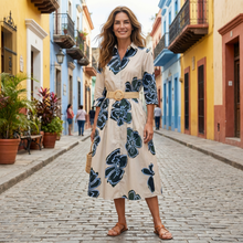 Load image into Gallery viewer, Rosso 35 Cotton Shirt Dress Dress Green/Blue Floral
