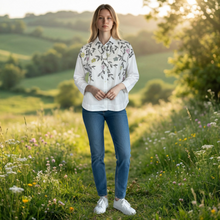 Load image into Gallery viewer, Rosso35 White Cotton Shirt w/Embroidered Floral
