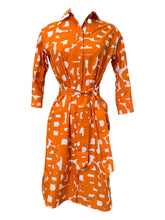 Load image into Gallery viewer, Rosso35 Cotton 3/4 Sleeve Shirt Dress - Orange Print
